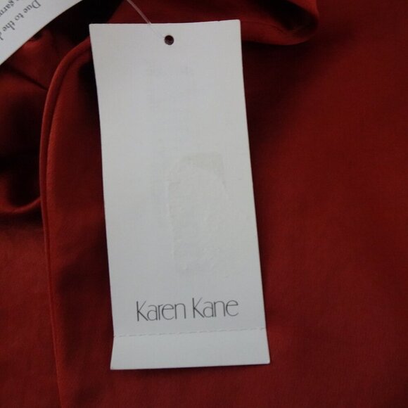 Karen Kane Satiny Top Women's Plus Size 2X Brown Rust Long Sleeve Made in USA - Picture 7 of 10